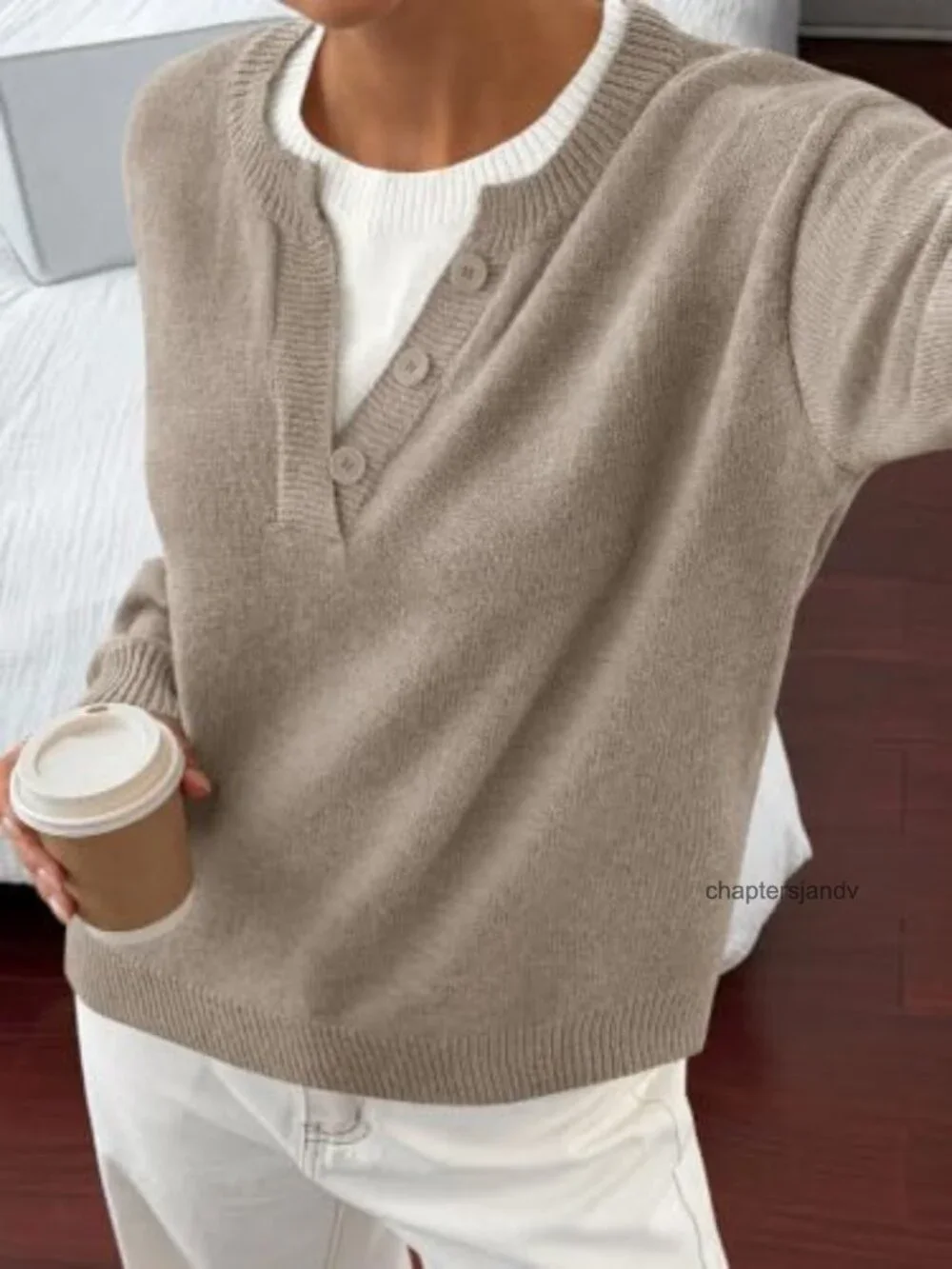 Women Long Sleeve Crew Neck Knit Sweater Oversized Pullover Top